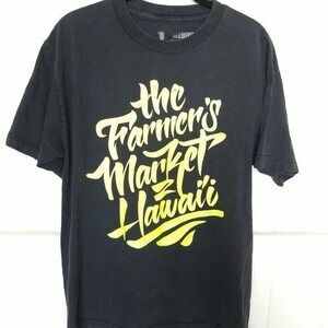 Farmers Market Hawaii FMHI Graphic‎ T Shirt Mens M Black Short Sleeve Spellout